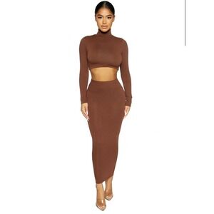 Naked Wardrobe‎ Midi Skirt - Chocolate - Small - NWOT